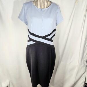 VFShow NWOT Blue & Black Short Sleeve Zipper Front Neck Dress XXLarge